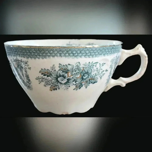 3 Antique 1890s Teacups by Grindley of England in Turquoise Brussels Pattern - Picture 3 of 5